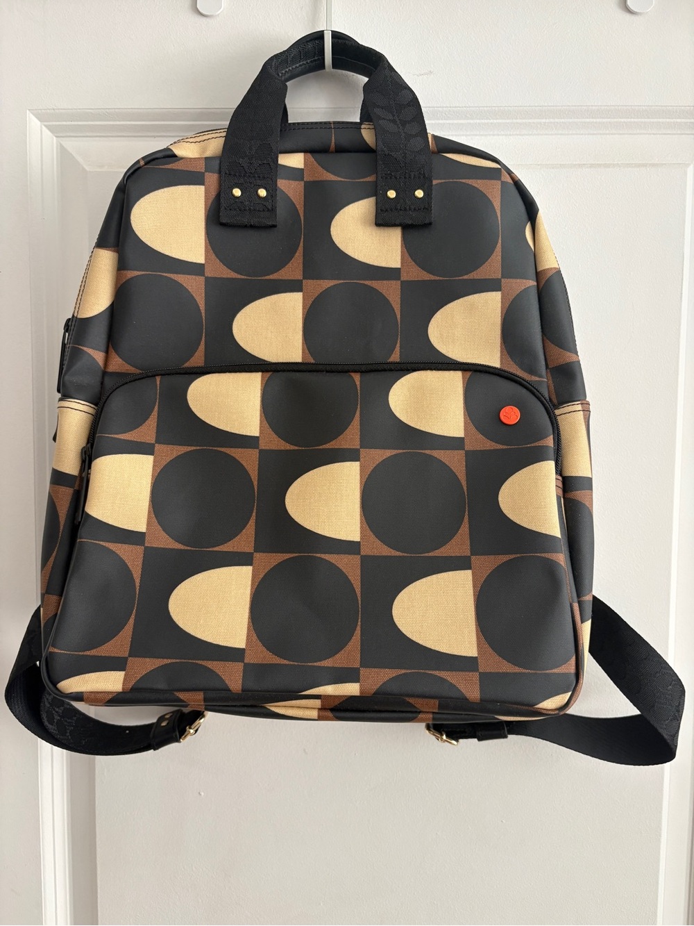 Orla Kiely Lotta Backpack Spot Square Mocha Geometric Mid-Century Retro Mod